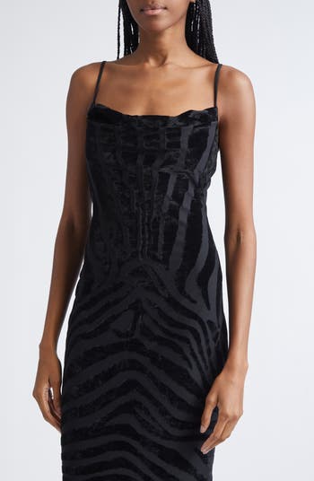 Zebra Stripe Velvet Gown