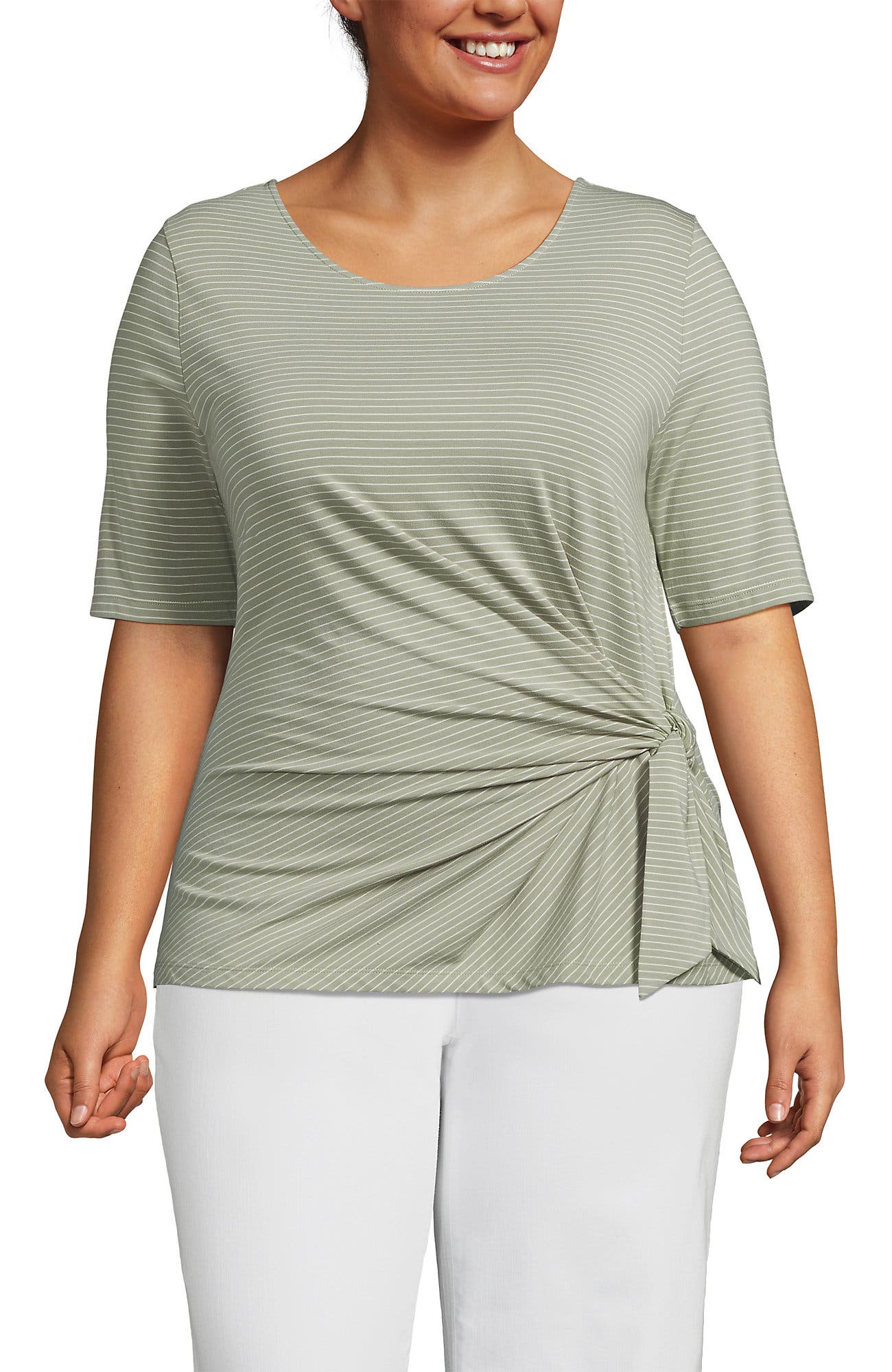 Lightweight Jersey Tie Front Top - image 3