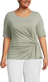 Lands' End Lightweight Jersey Tie Front Top