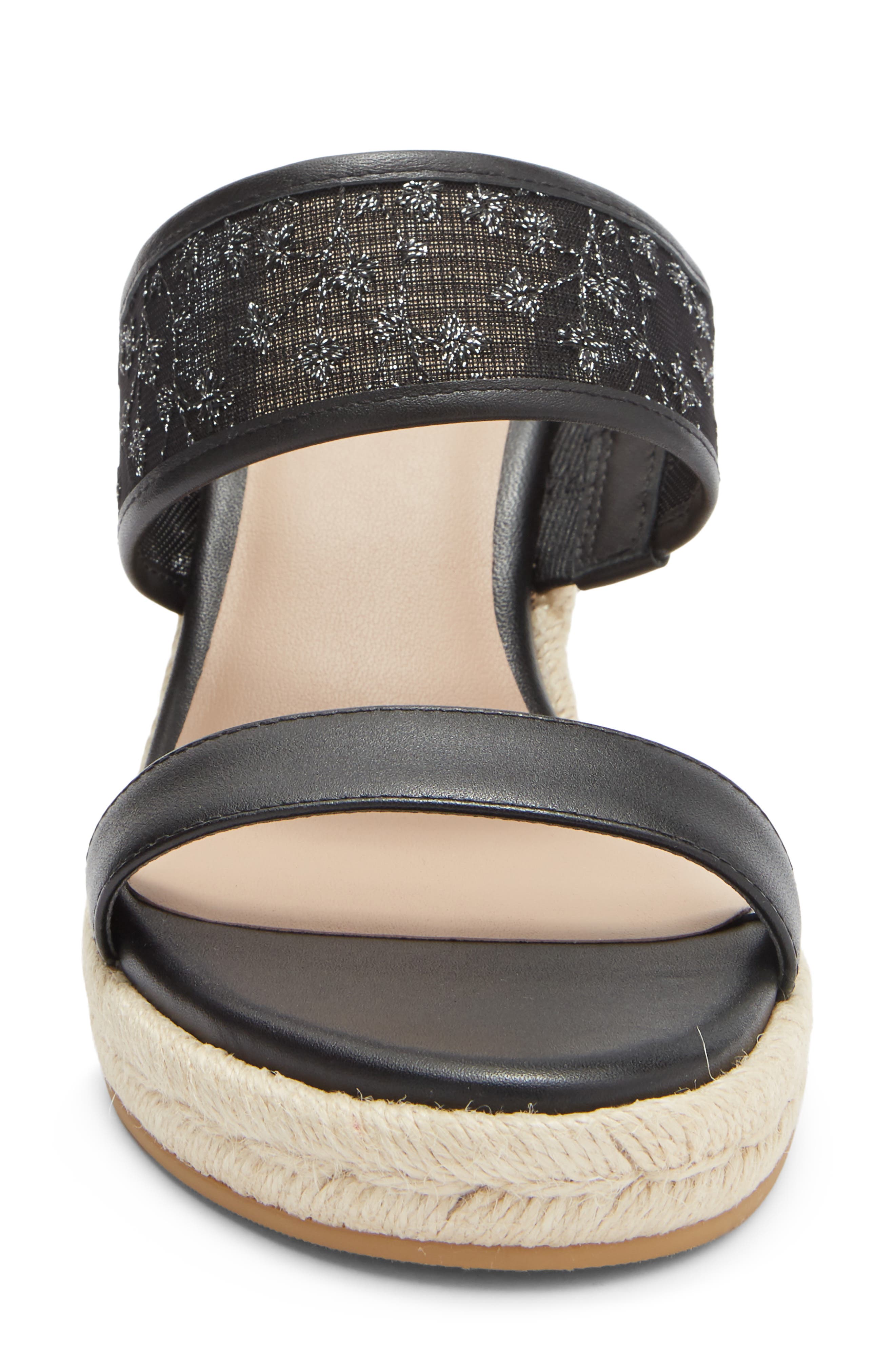 Stuart Weitzman Lily Espadrille Wedge Slide Sandal, Alternate, color, Black