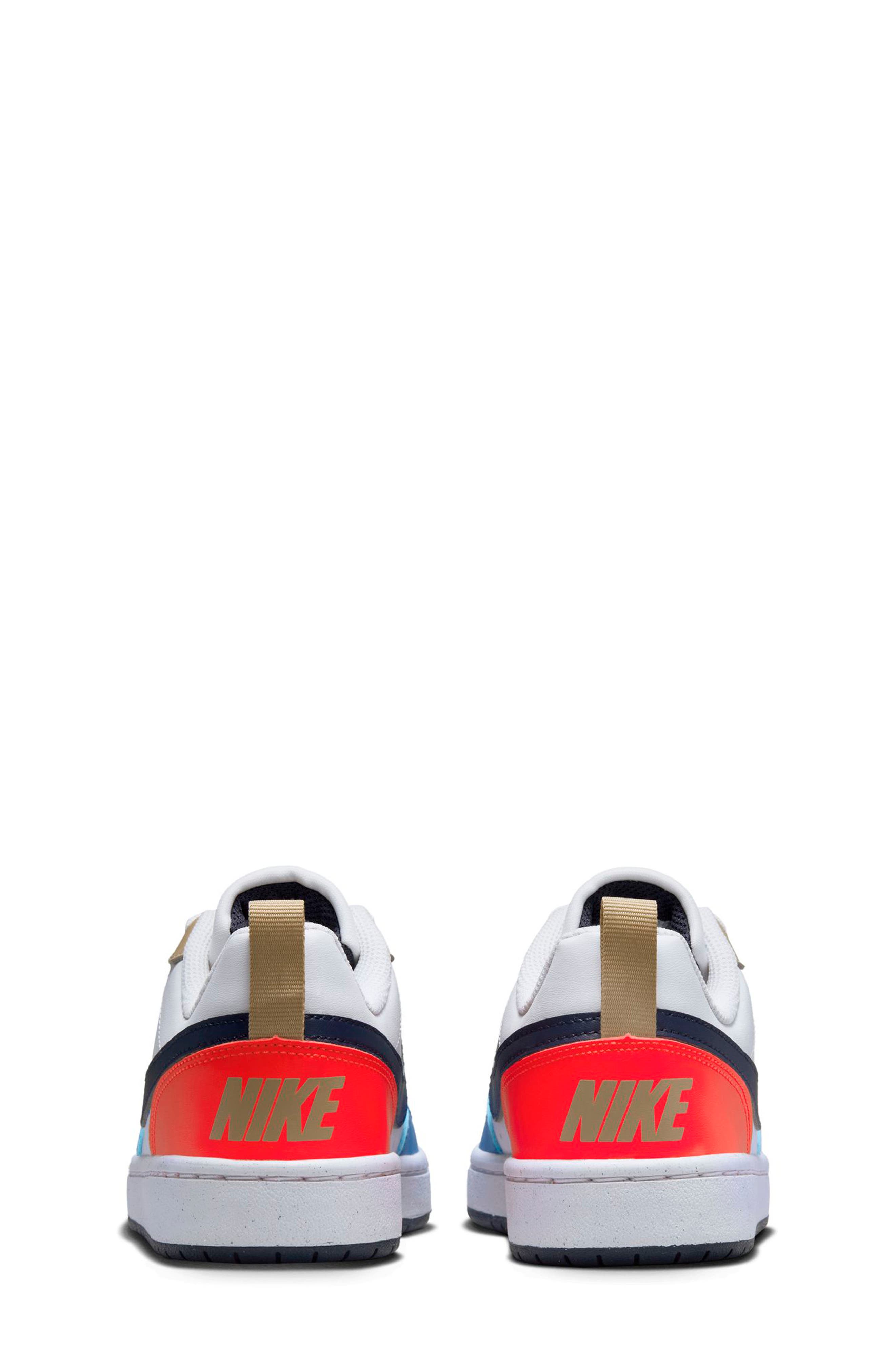 Nike Kids' Court Borough Low Top Sneaker, Alternate, color, White/ Thunder Blue/ Crimson