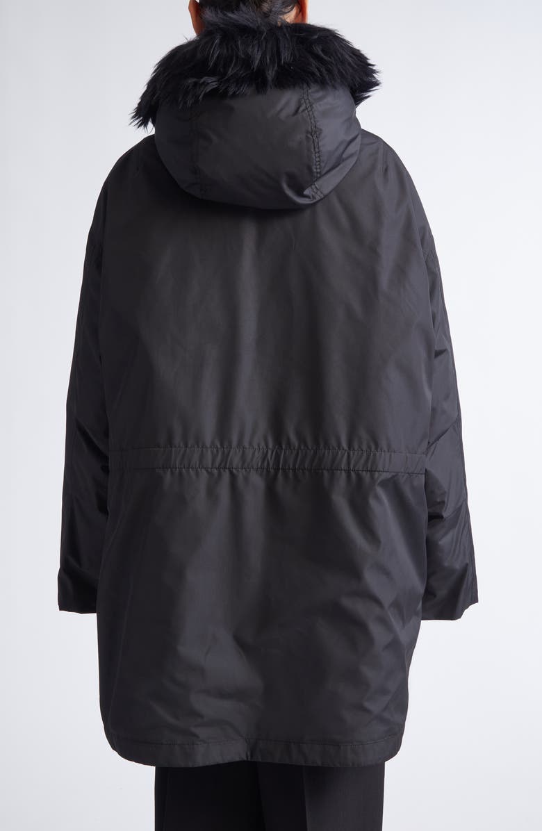 Jil Sander Faux Fur Trim Down Parka, Alternate, color, Black