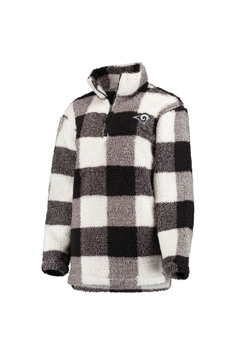 Women's G-III 4Her by Carl Banks Black Los Angeles Rams Sherpa Plaid Quarter-Zip Jacket, Alternate, color, Black