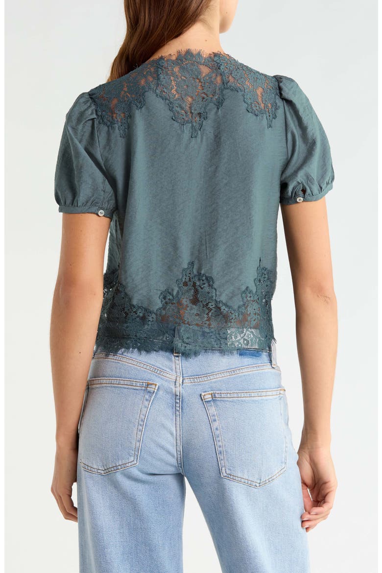 Lace Trim Flyaway Top, Alternate, color, BALSAM GREEN