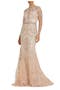 Embroidered Illusion Long Sleeve Trumpet Gown
