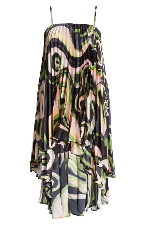 HUTCH HUTCH ZAE PRINT PLEATED RUFFLE DRESS