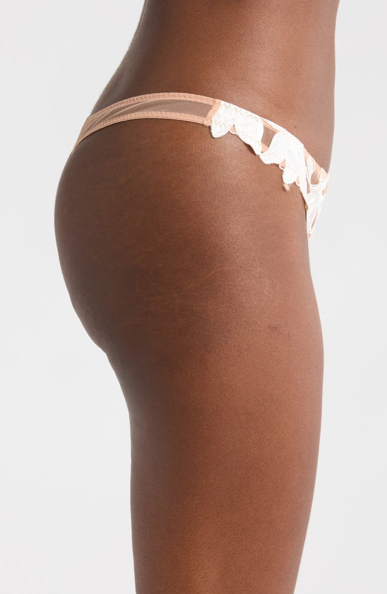 Fleur Du Mal Lily Embroidered Hipster Thong, Alternate, color, Ivory
