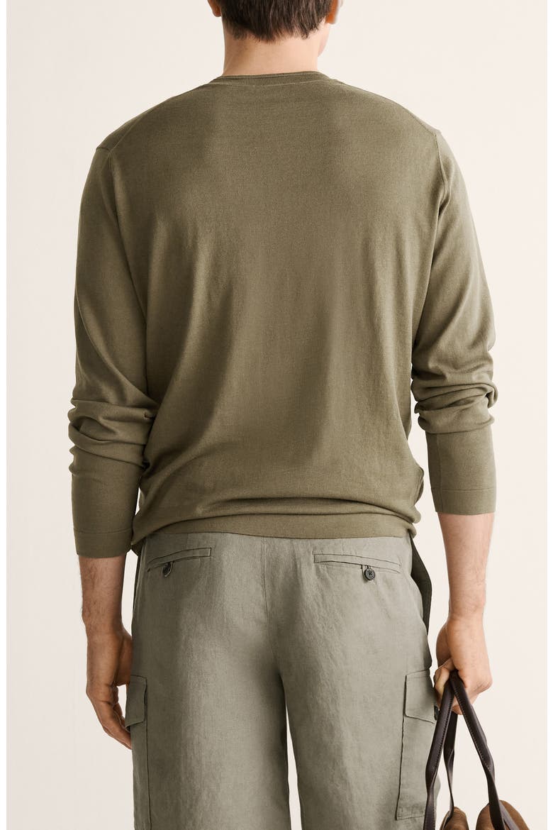 Finely Knit Cotton & Silk Sweater, Alternate, color, KHAKI GREEN