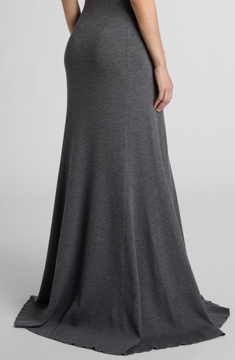 McQueen Sleeveless Wool Rib Gown, Alternate, color, Grey Melange