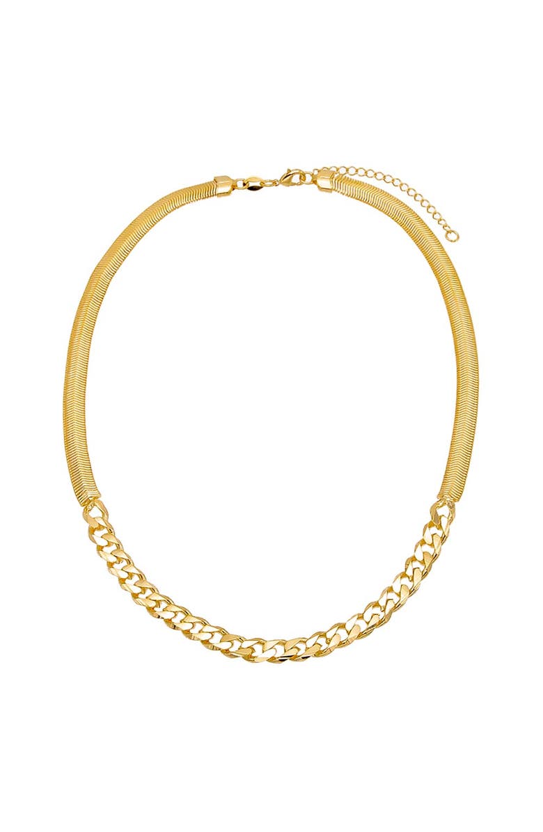 BY ADINA EDEN Chunky Vintage Snake X Cuban Chain Necklace, Alternate, color,