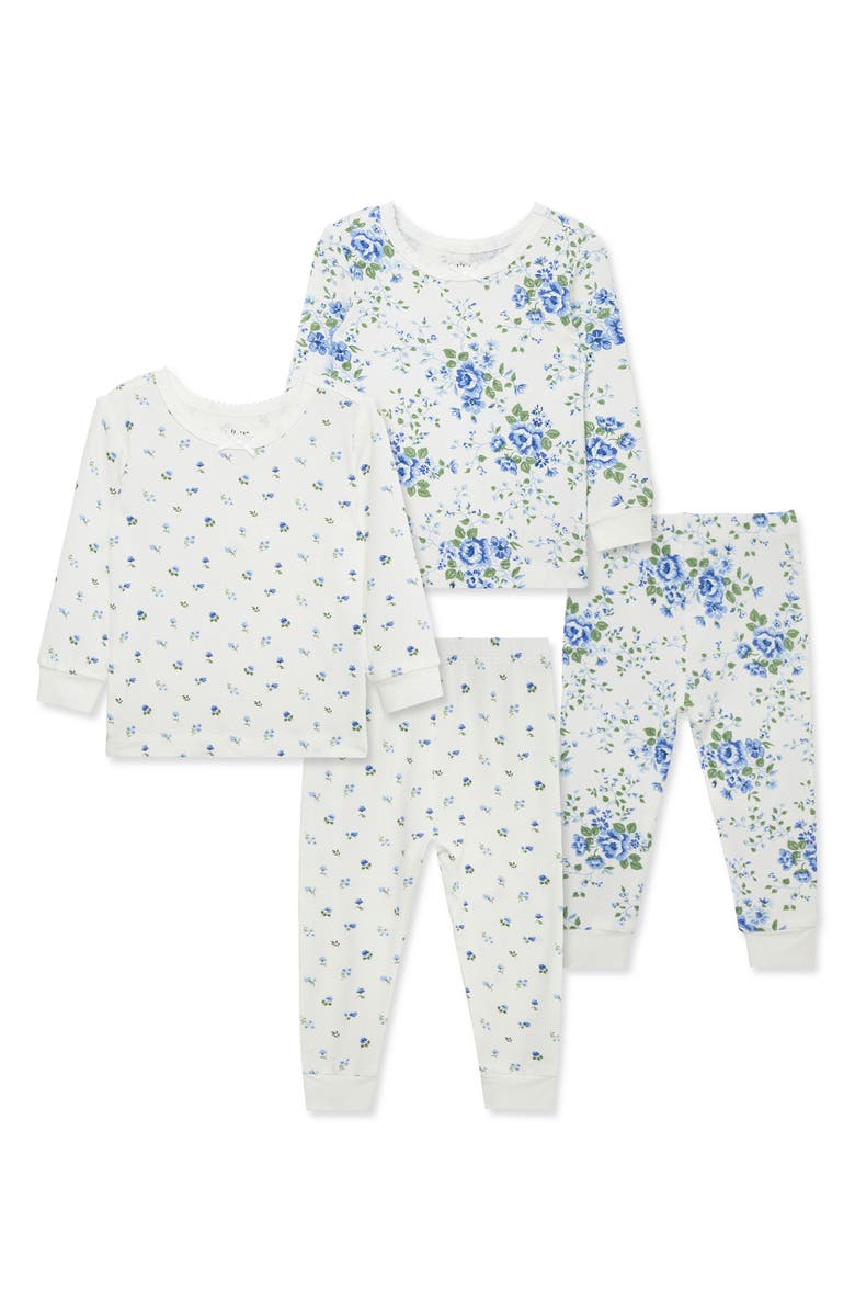 Little Me Floral Toile 2-Pack Stretch Viscose Pajama Set, Main, color, Blue
