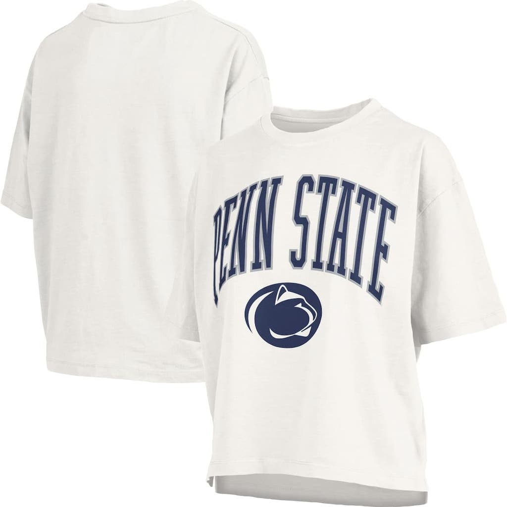 Pressbox Women's White Penn State Nittany Lions Janise Arch Over Logo Waist Length Oversized Pullover Sweatsh