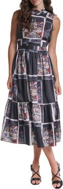 KARL LAGERFELD PARIS Paris Print Twill Midi Dress