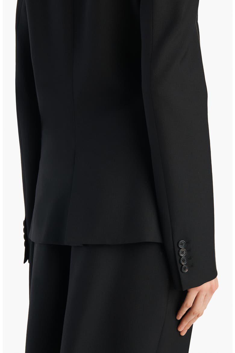 Rolo Double Breasted Wool & Silk Jacket, Alternate, color, BLACK