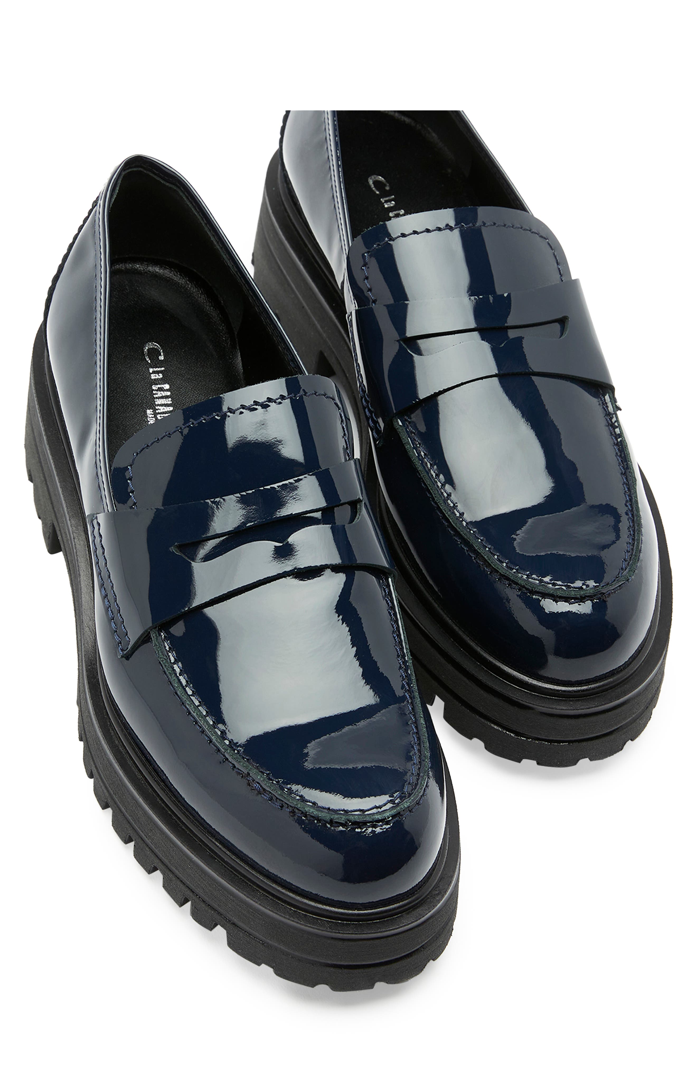 Reese City Dry™ Waterproof Platform Penny Loafer, Alternate, color, NAVY PATENT LEATHER