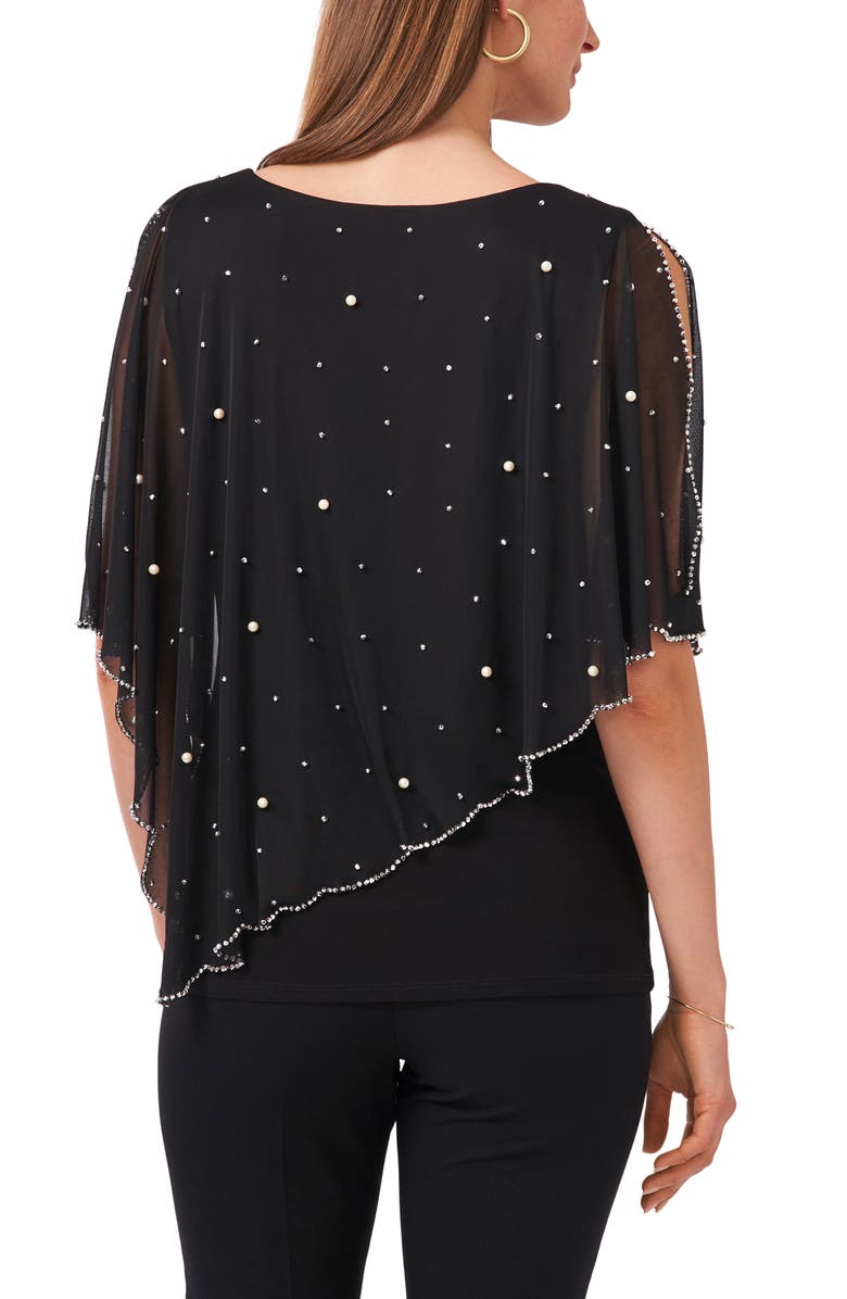 Chaus Beaded Overlay Jersey Top, Alternate, color, Rich Black