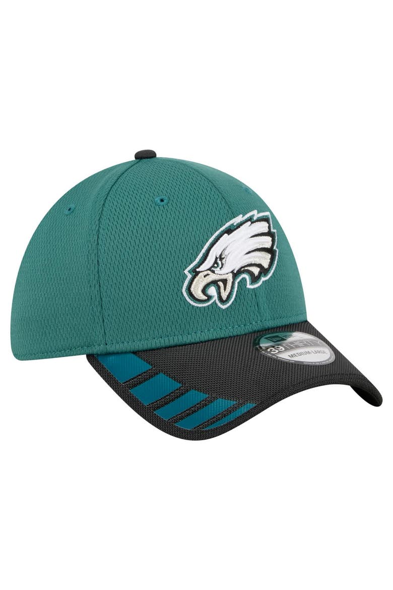 Men's New Era Midnight Green Philadelphia Eagles Visor Hit 39THIRTY Flex Hat, Alternate, color, Green