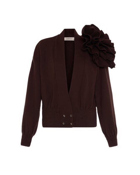 Nomia Ribbed Waist Rosette Cardigan