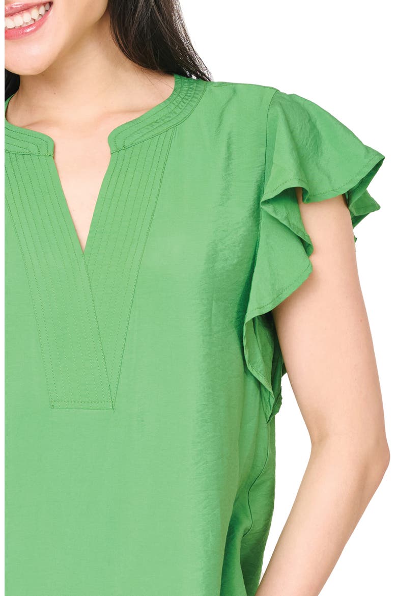 Flutter Sleeve Notch Neck Shift Dress, Alternate, color, GARDEN GREEN