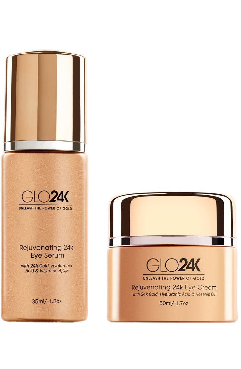 GLO24K UNLEASH THE POWER OF GOLD Rejuvenating 24k Eye Cream and Serum, Main, color, Na