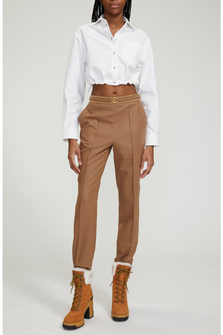 Crop Cotton Oxford Snap-Up Shirt, Main, color, WHITE