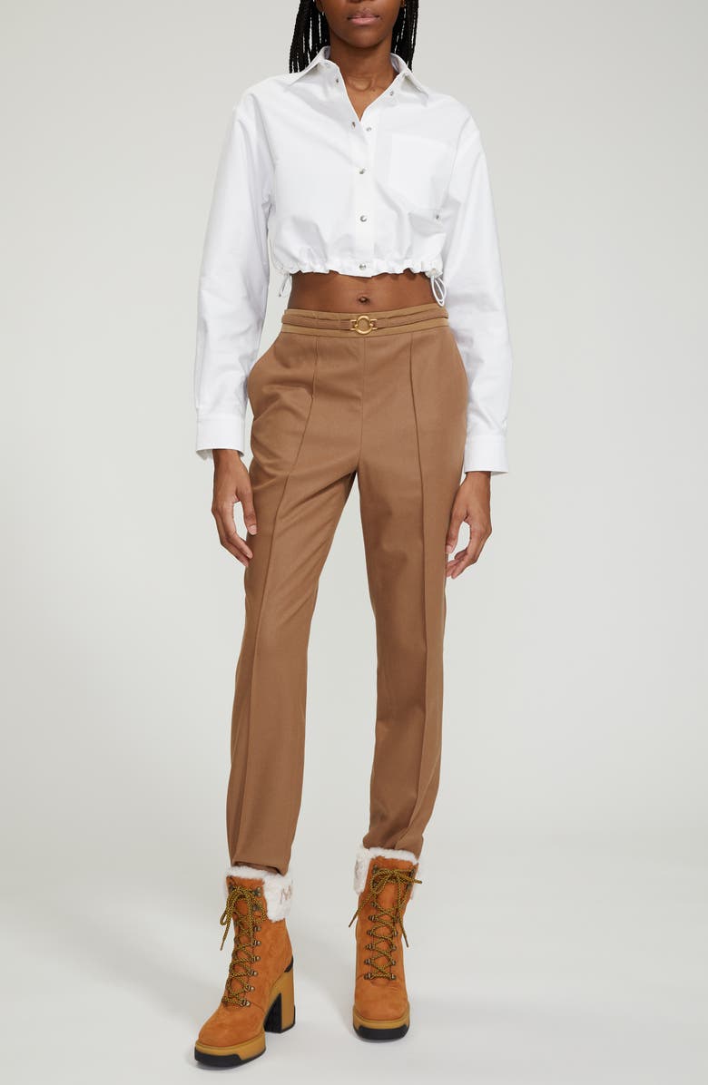 Moncler Crop Cotton Oxford Snap-Up Shirt, Main, color, 