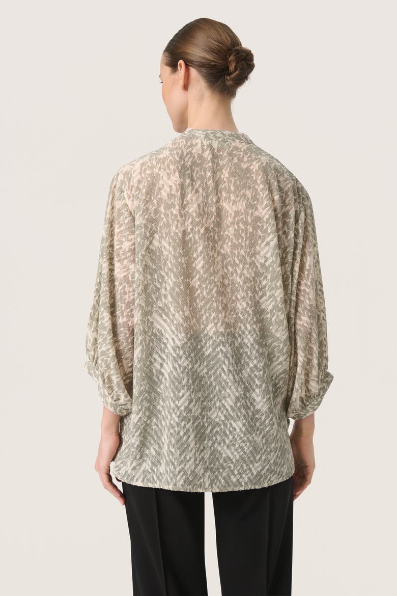 SLOsaka Notch Neck Cropped Sleeve Blouse, Alternate, color, Shadow Drop Print