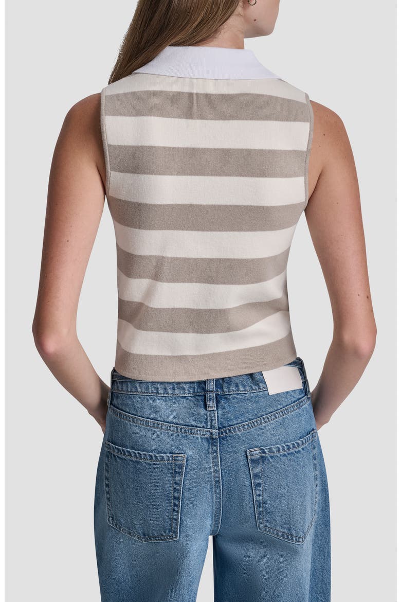 Striped Sleeveless Polo, Alternate, color, PEBBLE/ ENO