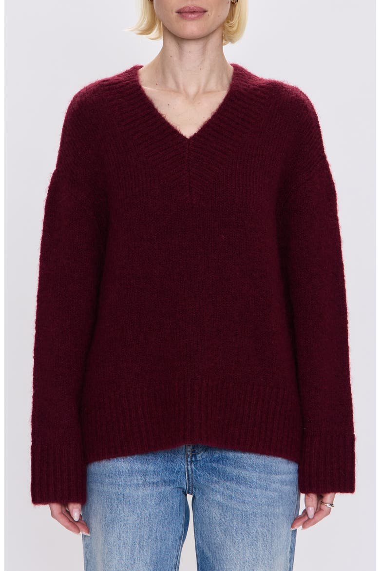 Talia V-Neck Sweater, Main, color, CLARET