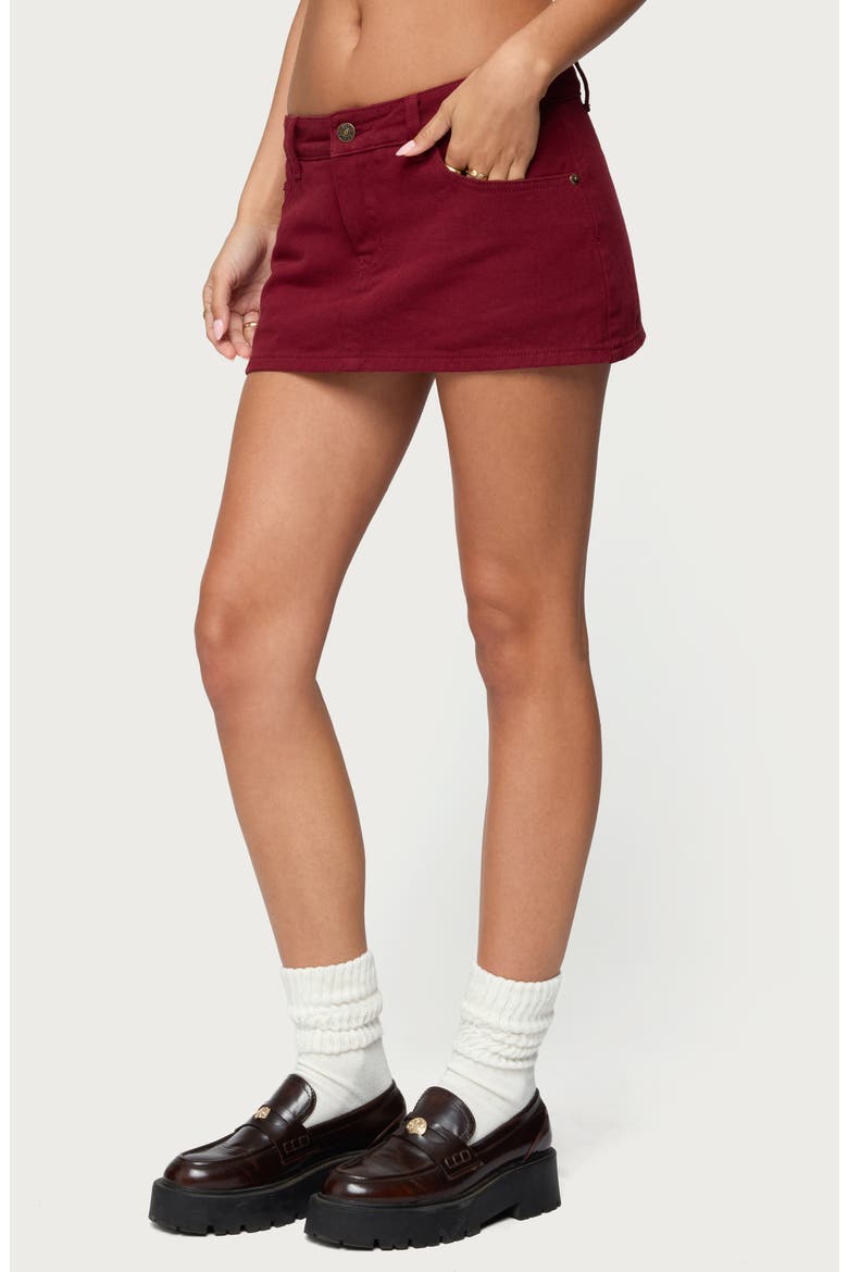 Camelia Low Rise Denim Miniskort, Alternate, color, BURGUNDY
