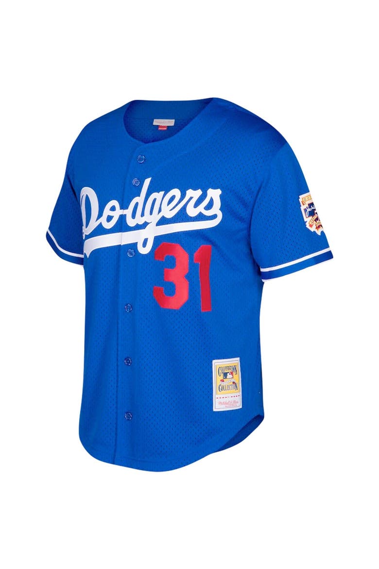 Men's Mitchell & Ness Mike Piazza Royal Los Angeles Dodgers Big & Tall Cooperstown Collection Mesh Button-Up Jersey, Alternate, color, Royal