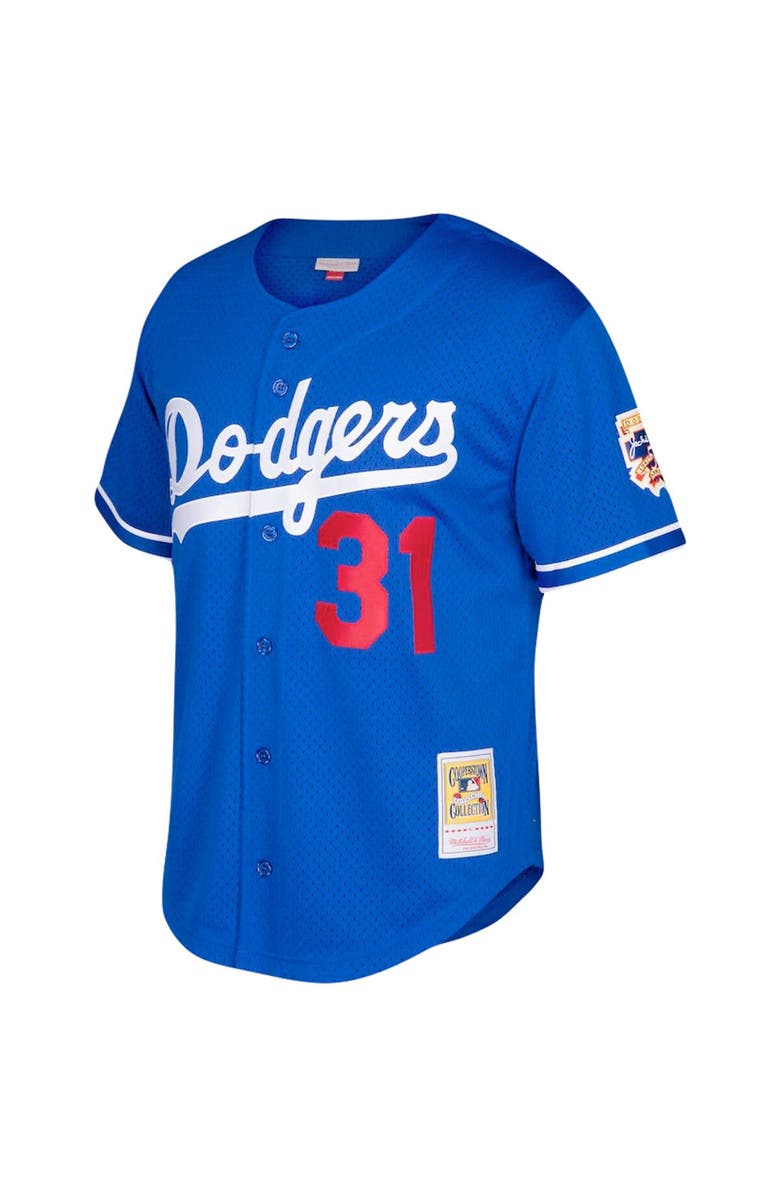 Mitchell & Ness Men's Mitchell & Ness Mike Piazza Royal Los Angeles Dodgers Big & Tall Cooperstown Collection Mesh Button-Up Jersey, Alternate, color,