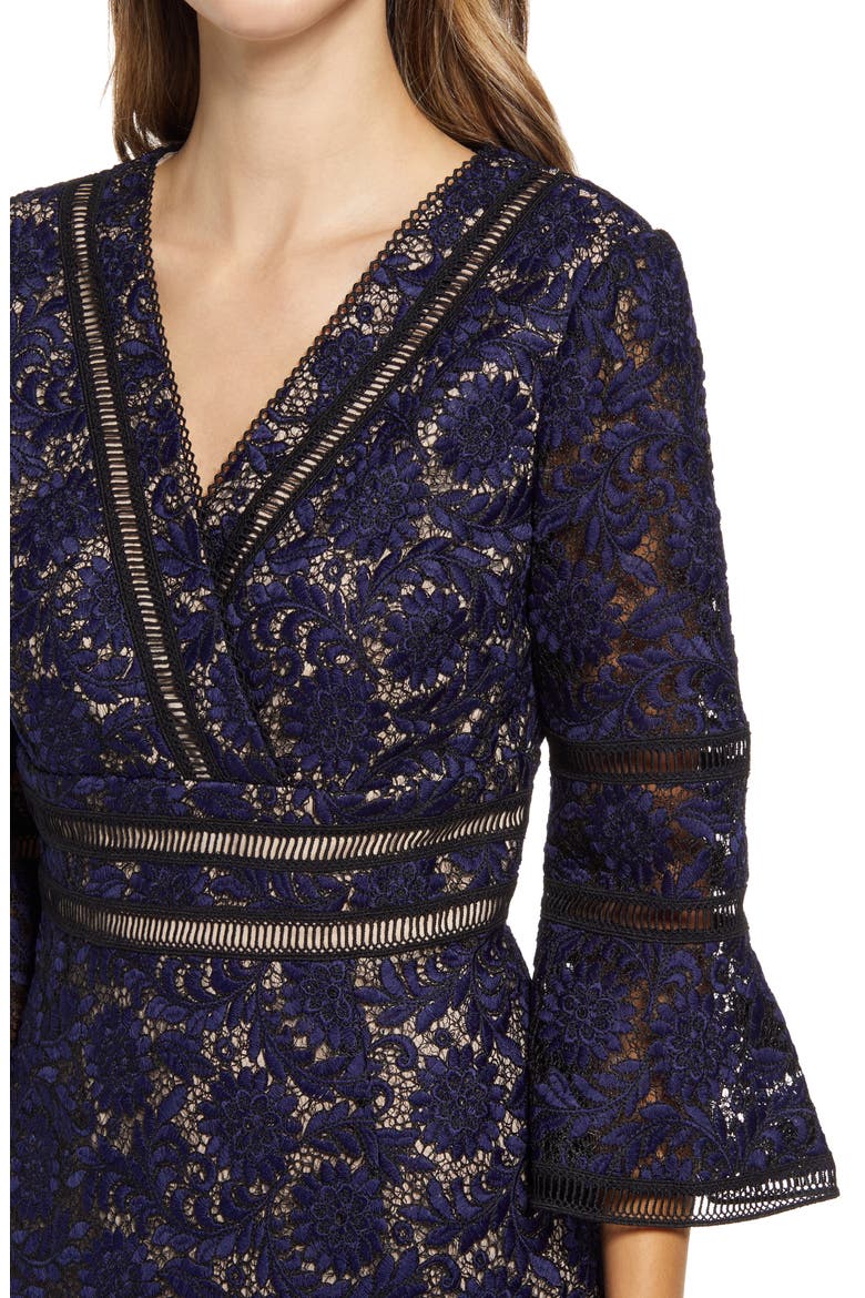 Embroidered Lace Fit & Flare Cocktail Dress, Alternate, color, BLACK/ BLUE