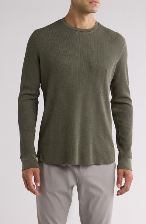 Men's Thermal Cotton Blend Long Sleeve Crewneck T-Shirt