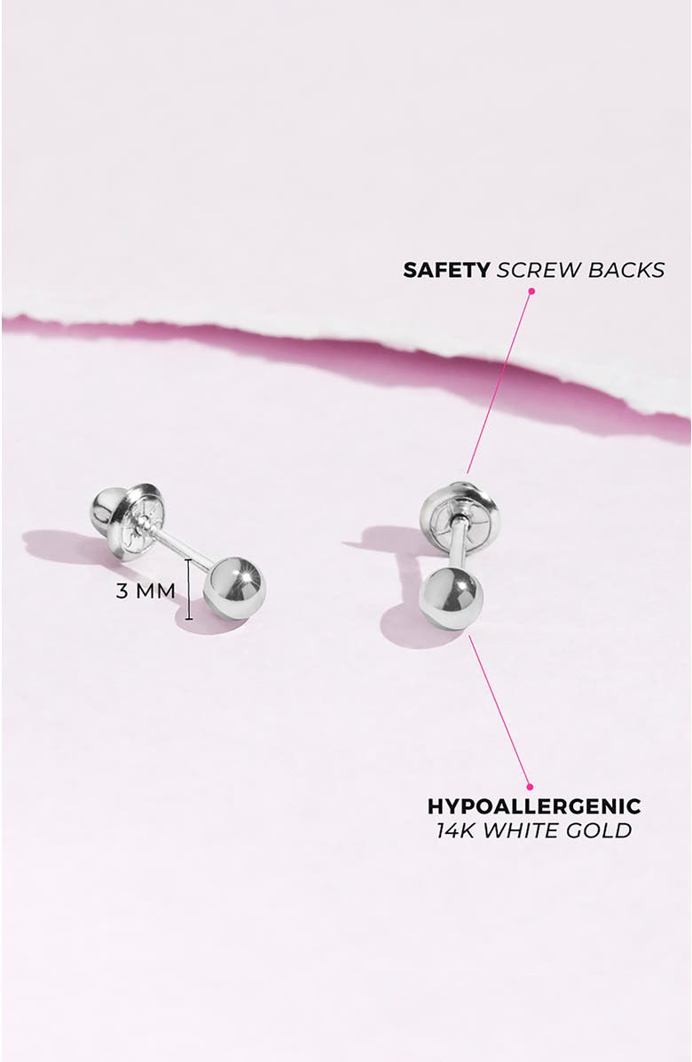 In Season Jewelry 14k Classic Ball White Gold Earrings, Alternate, color, Silver