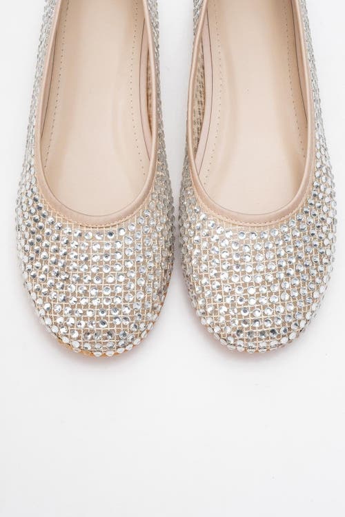 Prologue Shoes Runway Mesh Embellished Ballet Flat In Metallic
