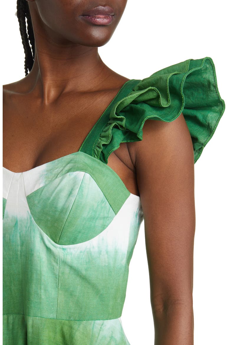 Binsa Ombré Ruffle Cotton Midi Dress, Alternate, color, GREEN OMBRE
