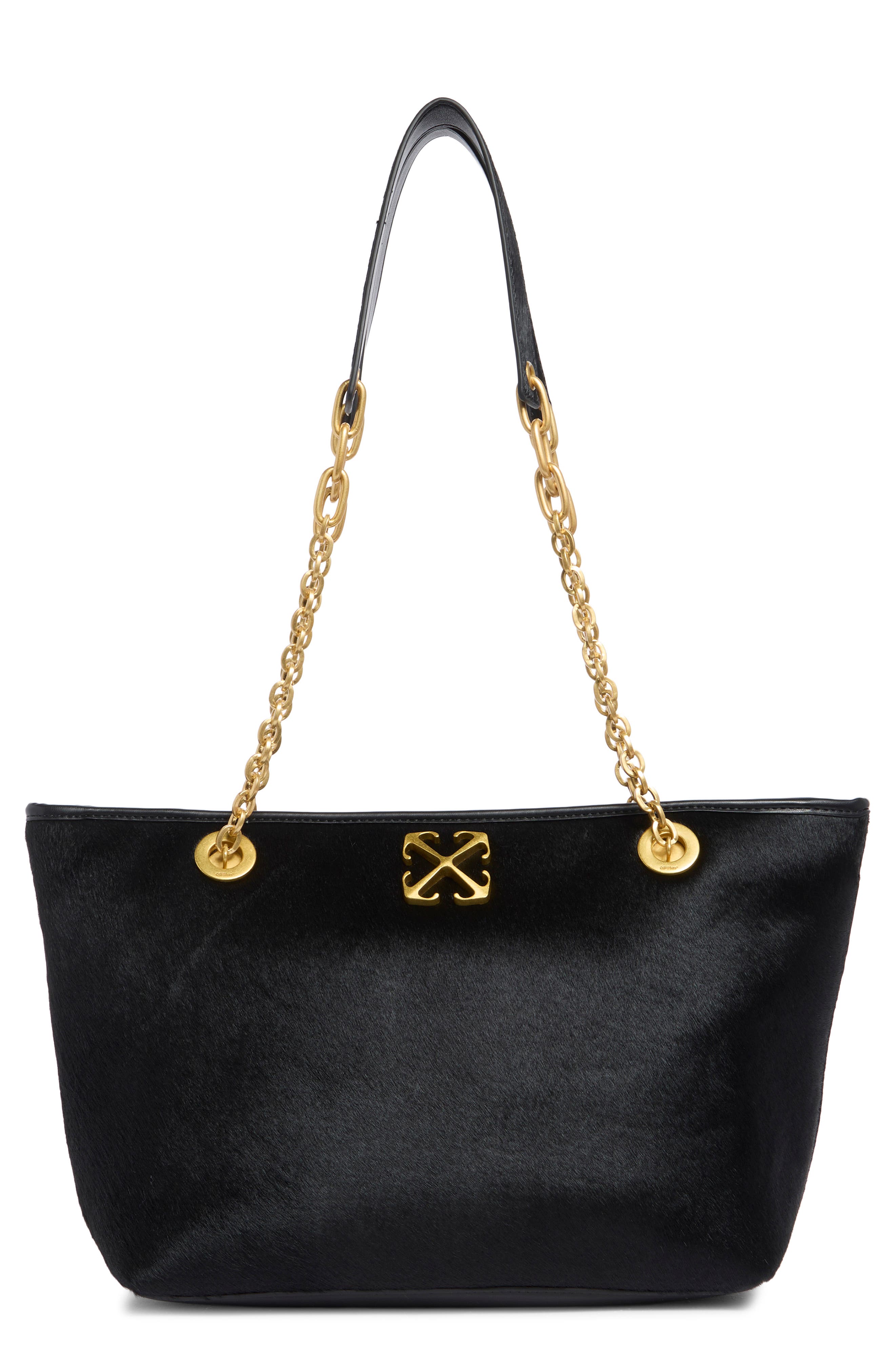 Small Jitney Chain Leather & Calf Hair Tote