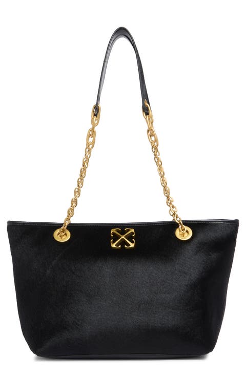 Small Jitney Chain Leather & Calf Hair Tote