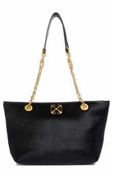 Small Jitney Chain Leather & Calf Hair Tote
