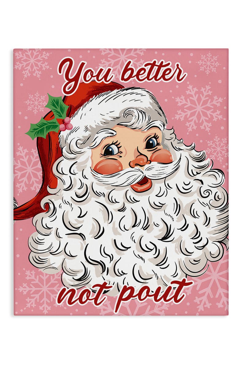 Stupell Industries Vintage Santa Canvas Wall Art, Main, color, Pink