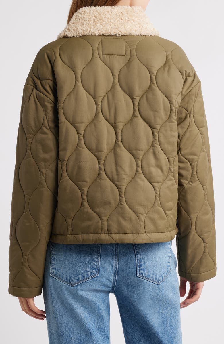 Lucky Brand Quilted Crop Jacket with Faux Shearling Collar, Alternate, color, 