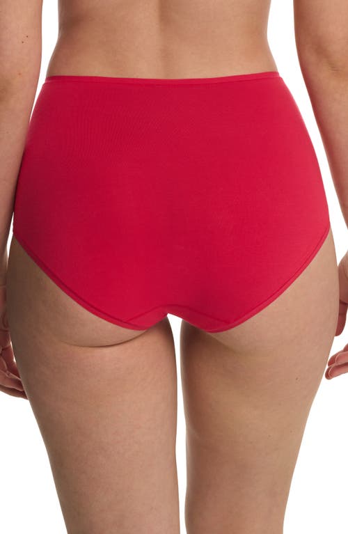 Natori Bliss Bare Cotton High Waist Briefs In Red