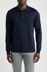 Canali Silk & Cotton Long Sleeve Polo