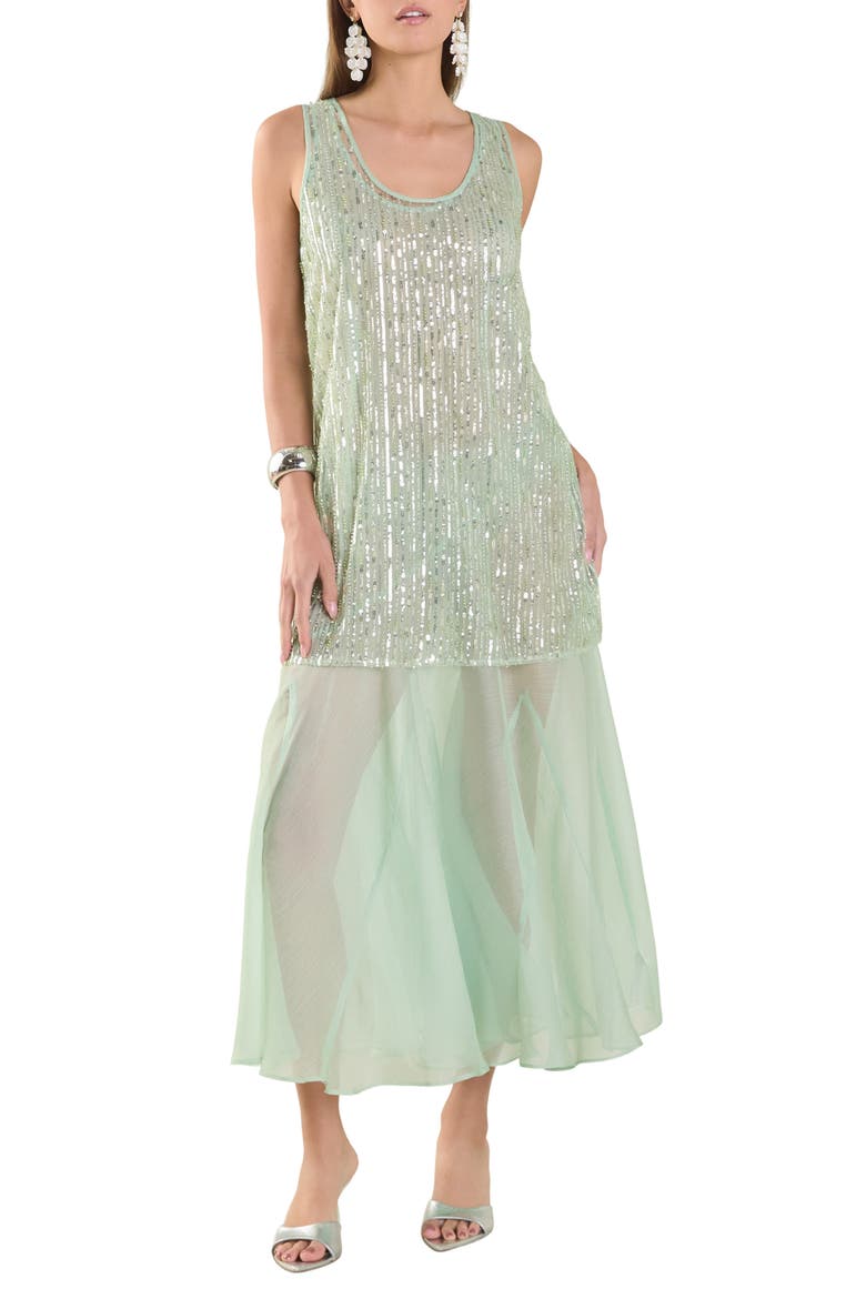 Sequin Chiffon Maxi Dress, Main, color, SAGE