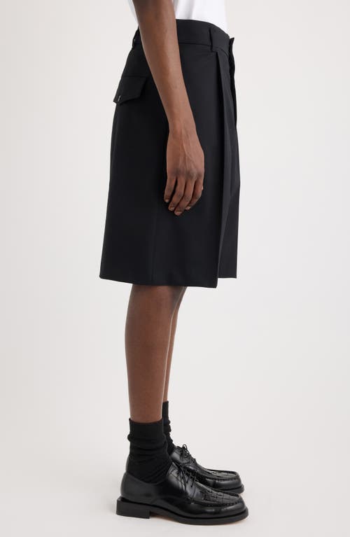 Jacquemus Le Short Ovalu Pleated Stretch Virgin Wool Shorts In Black