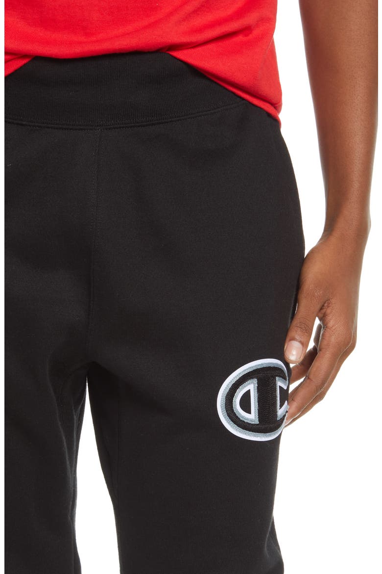 Reverse Weave® Embroidered Logo Sweatpants, Alternate, color, BLACK