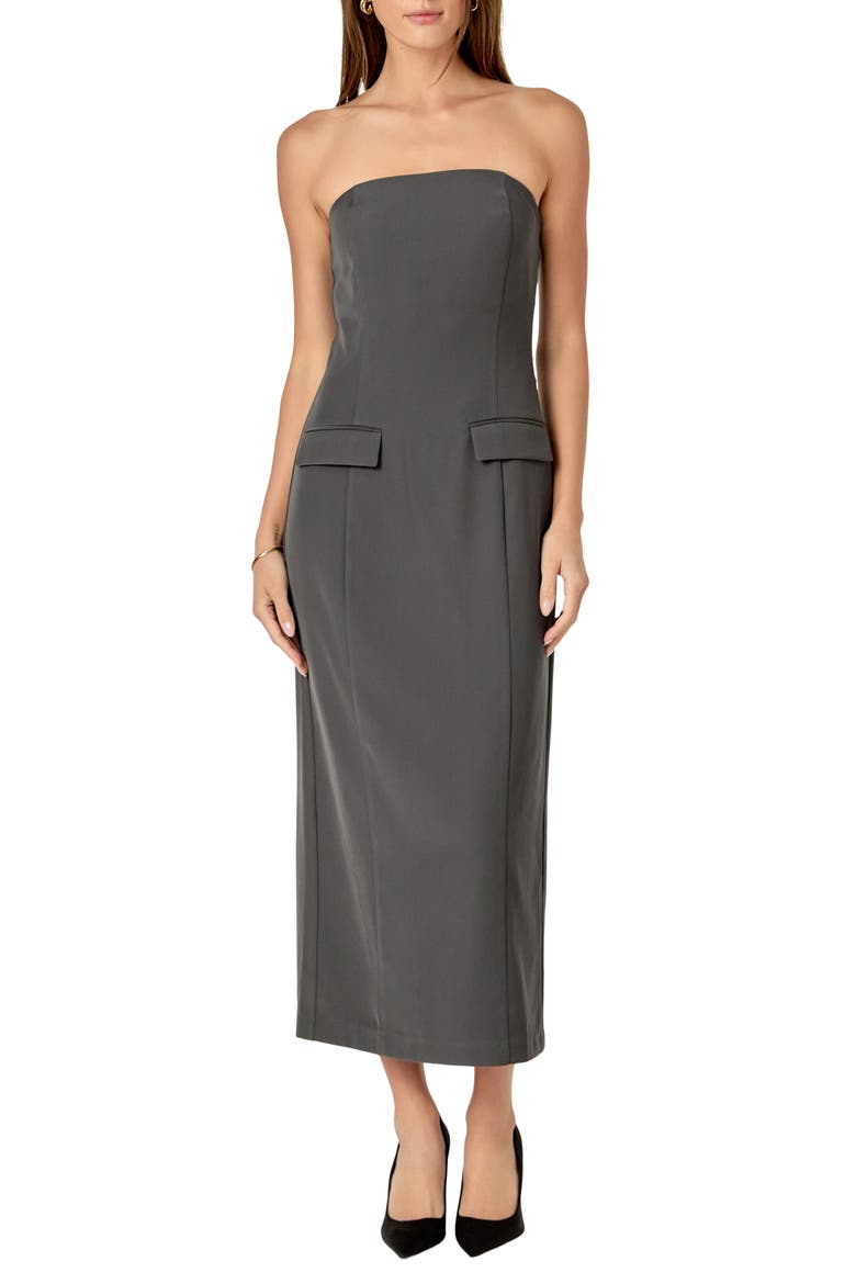 Strapless Maxi Dress, Main, color, CHARCOAL