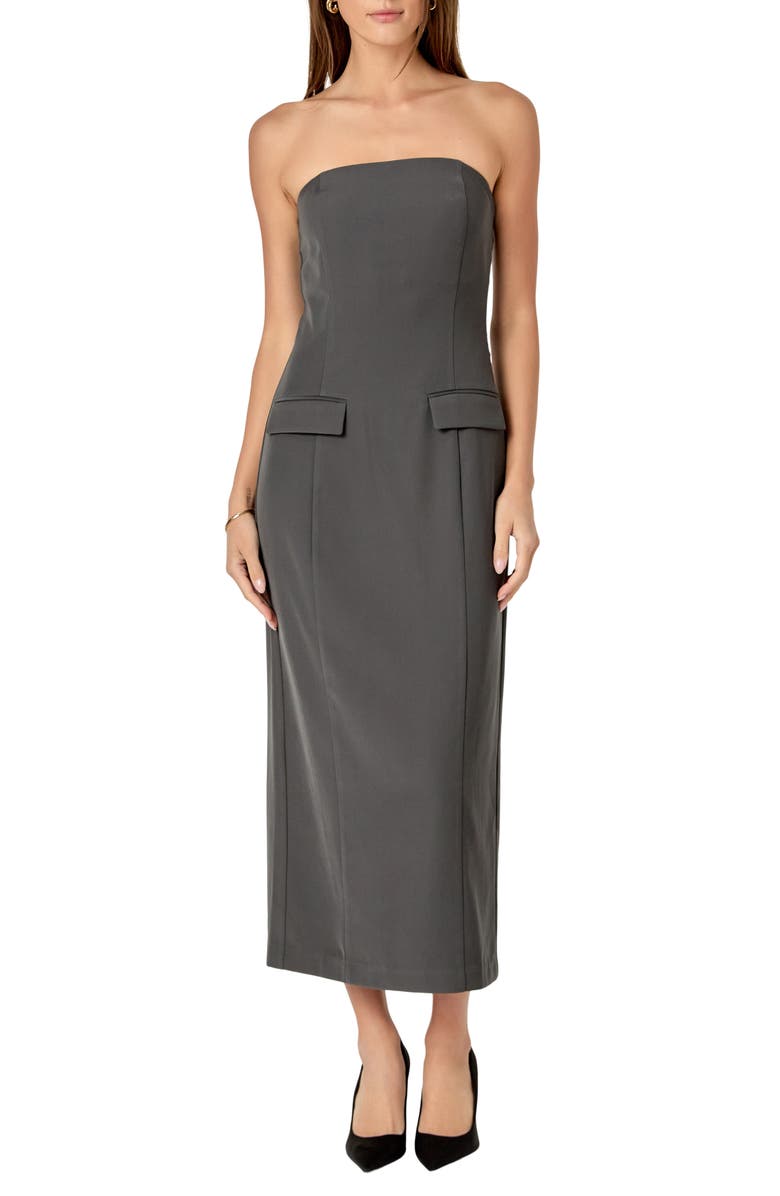 Endless Rose Strapless Maxi Dress, Main, color, Charcoal