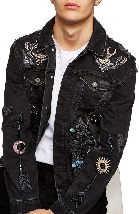 Sleepy Hollow Slim Fit Denim Jacket with Patches